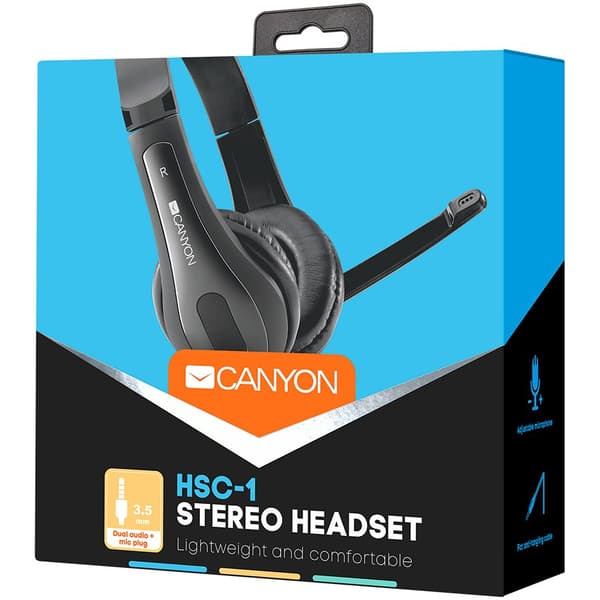 CANYON PC headset HSC-1 PC Mic Flat 2m Black