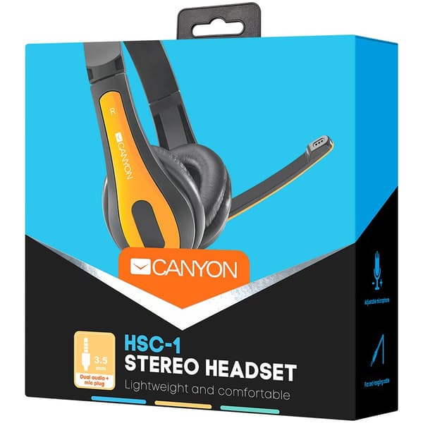 CANYON PC headset HSC-1 PC Mic Flat 2m Black Yellow