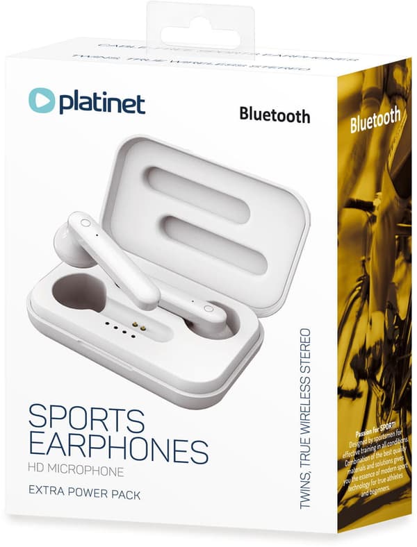 Platinet earphones Sport + charging station PM1040 Aura, white