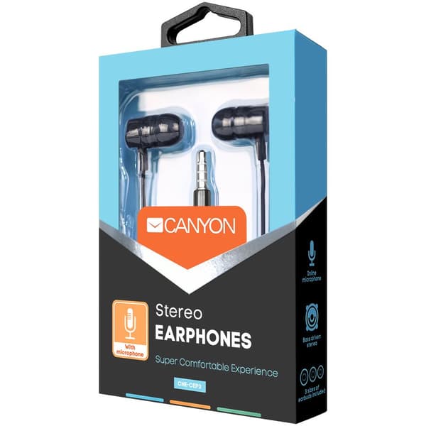 CANYON headphones EP-3 Mic 1.2m Dark Grey