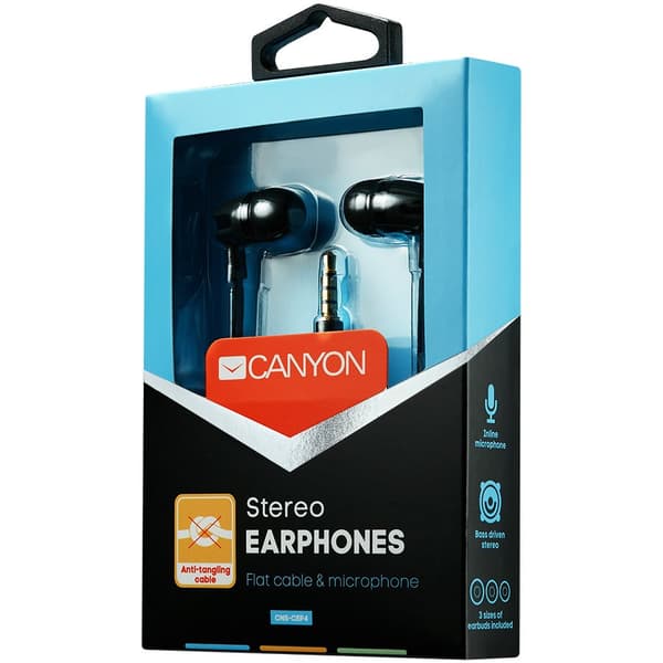 CANYON headphones SEP-4 Mic Flat 1.2m Black