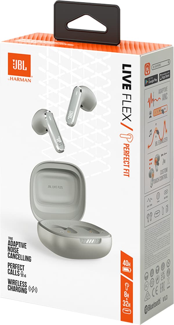 JBL wireless earbuds Live Flex, silver