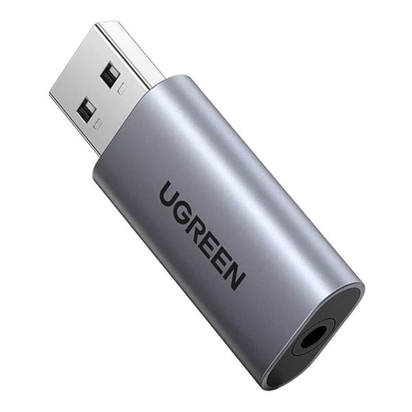 PLACA de SUNET Ugreen "CM383" extern, interfata USB 2.0 (T) la 3.5 mm jack (M), gri "80864" (timbru verde 0.08 lei)  - 6957303888641