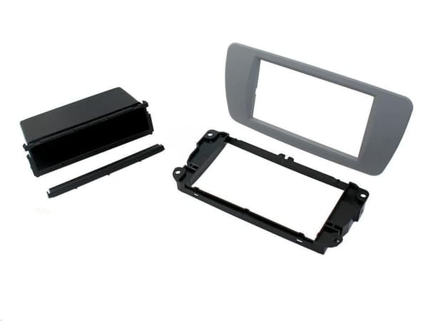 SINGLE DOUBLE DIN FACIA CONEMARA GREY SURROUND FRAME POCKET FOR SEAT IBIZA 08-14