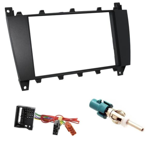 STEREO DOUBLE DIN FACIA FASCIA KIT SURROUND FOR MERCEDES C-CLASS W203 2004-2007