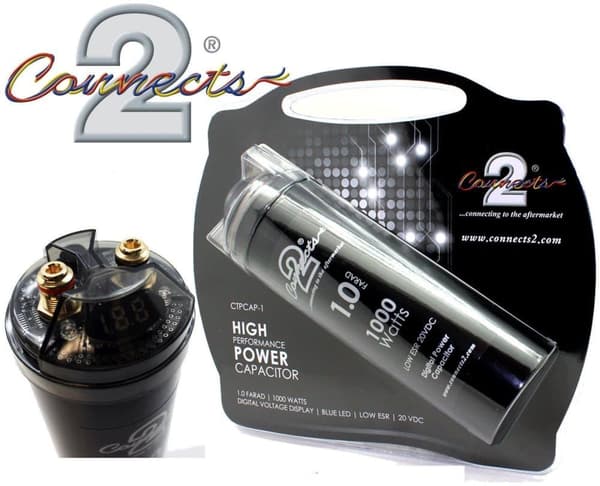 CONNECTS 2 CTCAP-1 AUDIO AMPLIFIER 1 FARAD POWER CAP POWERCAP CAPACITOR DISPLAY