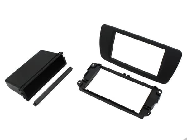 FP-18-04 BLACK SINGLE DOUBLE DIN STORAGE PANEL SURROUND FACIA KIT FOR SEAT IBIZA