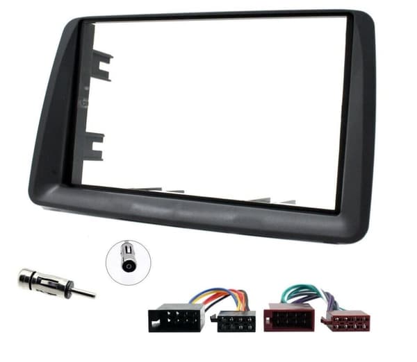 CD RADIO STEREO FASCIA FACIA ADAPTER ISO AERIAL FITTING KIT BLACK FOR FIAT PANDA