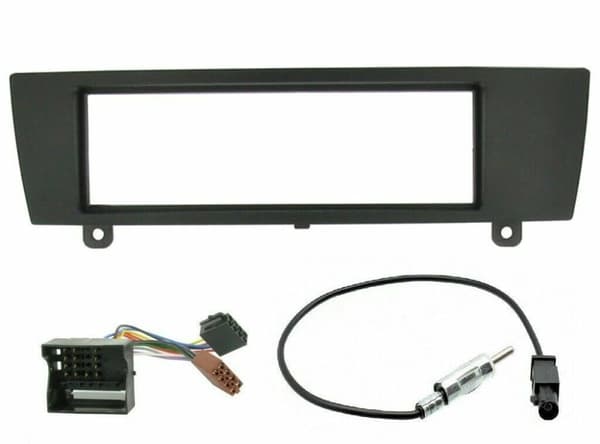 BLACK SINGLE DIN STEREO FACIA WIRING LOOM LEAD AERIAL KIT FOR BMW 1 SERIES E87