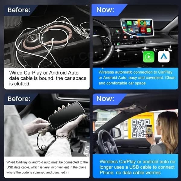 CarlinKit 5.0, 2air, trådlös CarPlay och Android Auto trådlös 2-i-1-adapter