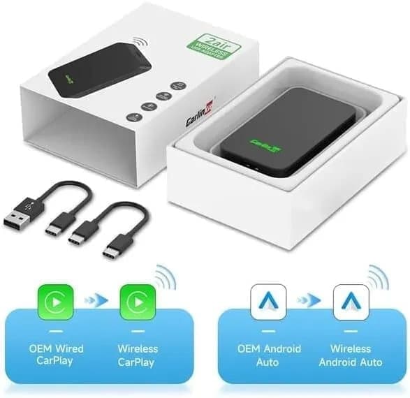 CarlinKit 5.0, 2air, trådlös CarPlay och Android Auto trådlös 2-i-1-adapter