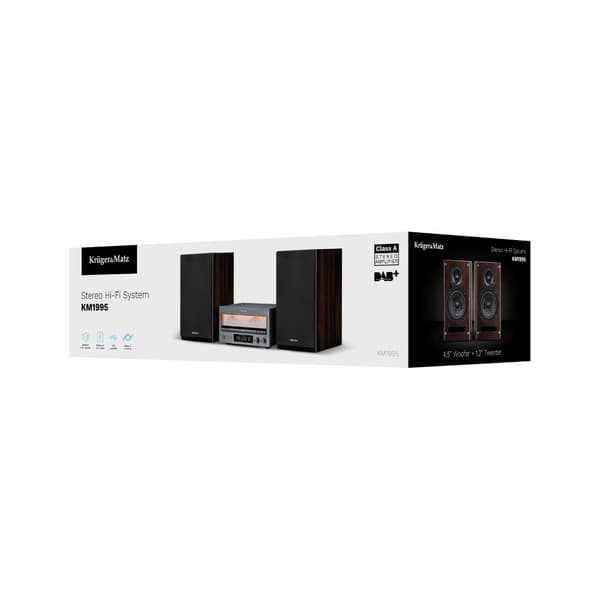 Kruger&Matz KM1995 HiFi-järjestelmä (A-luokan vahvistin, CD, USB, Bluetooth, DAB+-digitaaliradio, FM)