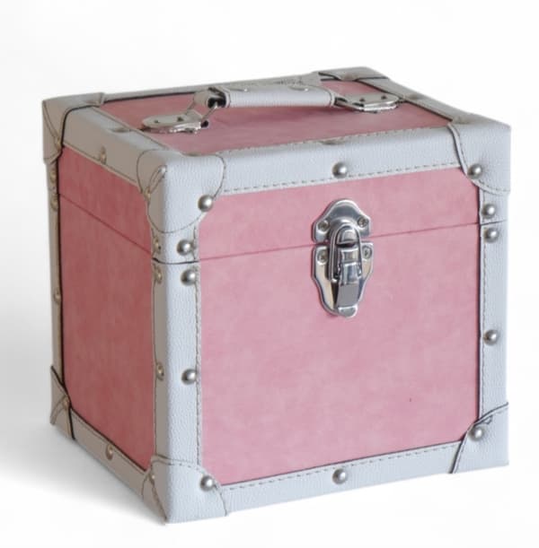 Pink Cloth: 7 Inch 50 Record Storage Carry Case Pink Fabric