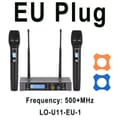 Miniatyrbillede 2 af 2: Lomeho Dual Channel Trådløst Mikrofon System, Dynamisk Transducer, Over 50M Arbejdsområde,EU -stik 500MHz