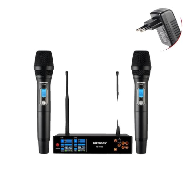 Trådlöst Mikrofon System, Dubbel UHF Kanaler, Kardioid Design,EU KONTAKT