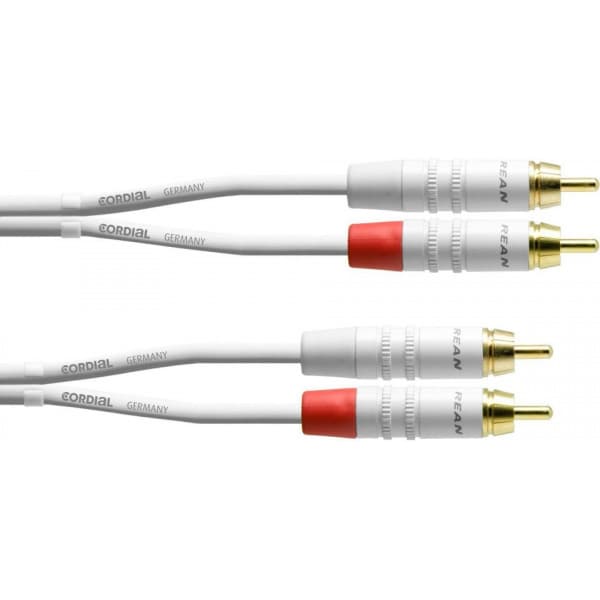 Cordial 2 x RCA han - 2 x RCA han-kabel, 0,9 m, hvid