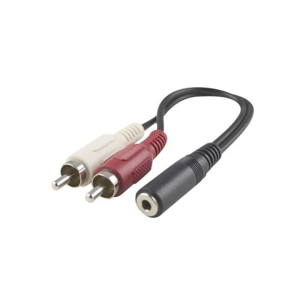 DELTACO 2 x RCA hanstik - 3,5 mm hunstik -kabel, 10 cm