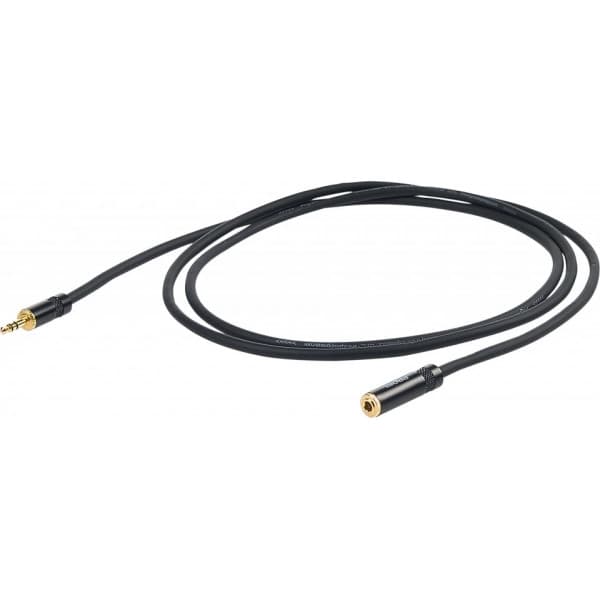 PROEL 3,5mm stereo hun - 3,5 mm stereo han-teleforlængerstik, 5m, sort