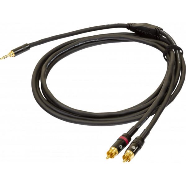 PROEL 3,5 mm stereo han - 2 x RCA han, 1,5 m, sort