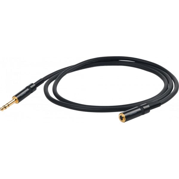 PROEL 6,3mm stereo naaras - 6,3 mm stereo uros, 3m, musta