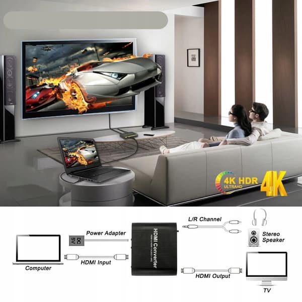 HDMI till HDMI+ljud ARC Adapter Converter Extractor