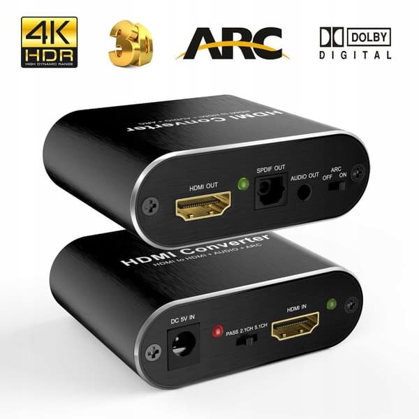 HDMI til HDMI+lyd ARC Adapter Converter Extractor