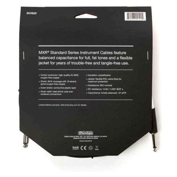 MXR Standard -instrumentkabel 6 m, svart