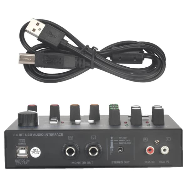 Audiointerface, 24-bit optagelse, 48V phantomstrøm,UC88