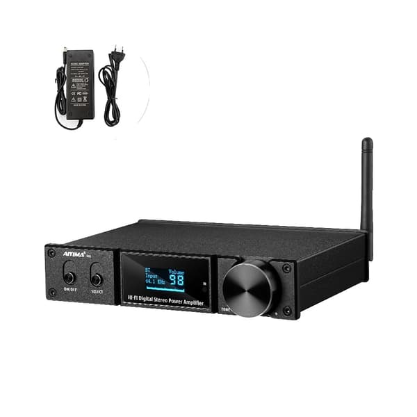 Aiyima Bluetooth-vahvistin, 101-130W teho, 2.0 kanavainen stereo,32 V: n EU -pistoke
