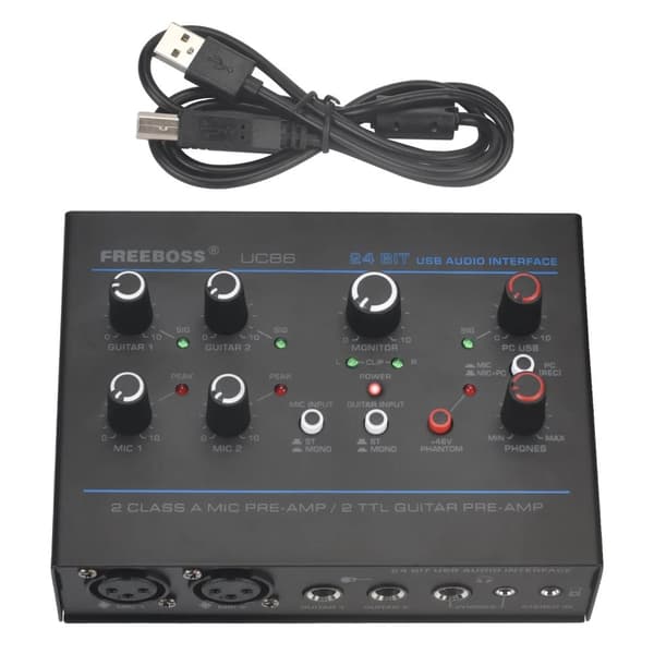 USB Audio Interface, 5 Indgangskanaler, 24Bit 48KHz Optagelse,UC86