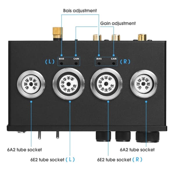 Nobsound T9 Mini Phono-vaihe-esivahvistin, kaksoisputkimuotoilu, RCA- ja kuulokelähdöt, säädettävä taustavalo