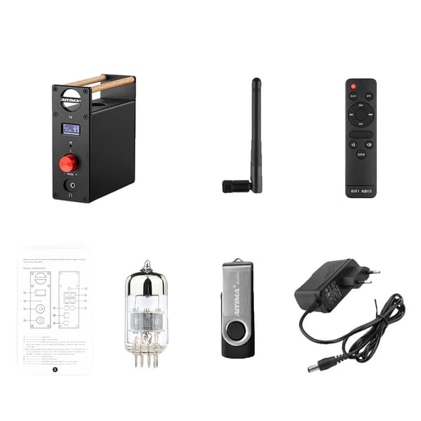 AIYIMA T8 Audio Putkivahvistin, Bluetooth-tuki, Useita sisääntuloja,Mukana 12V EU
