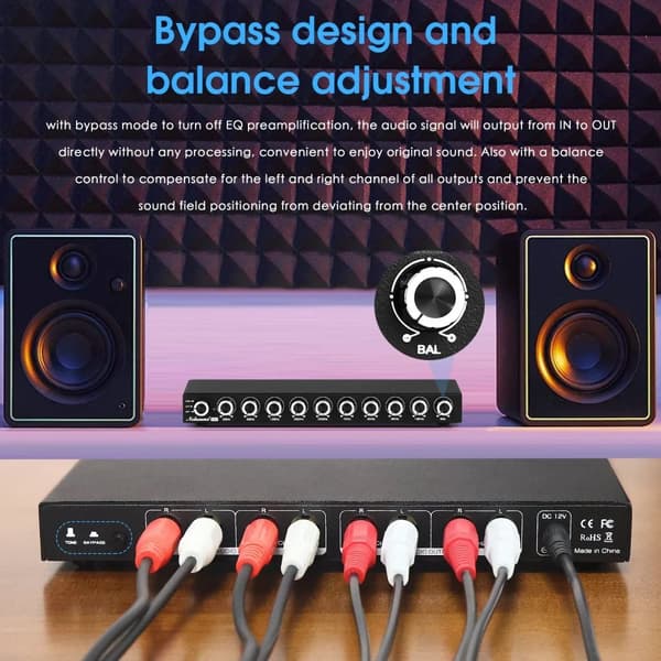 Nobsound HiFi EQ9, 9-bands EQ-kontroll, Frekvensrespons 20Hz-20kHz, Låg THD 0,001%
