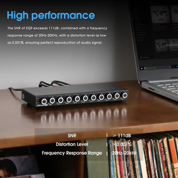 Nobsound HiFi EQ9, 9-bands EQ-kontroll, Frekvensrespons 20Hz-20kHz, Låg THD 0,001%