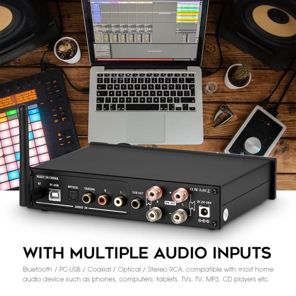 Bluetooth Digital Power Amplifier, 120W Utgång, 2.0 Kanaler