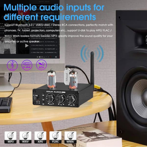 HiFi Rörförstärkare, Bluetooth 5.0, USB Spelare