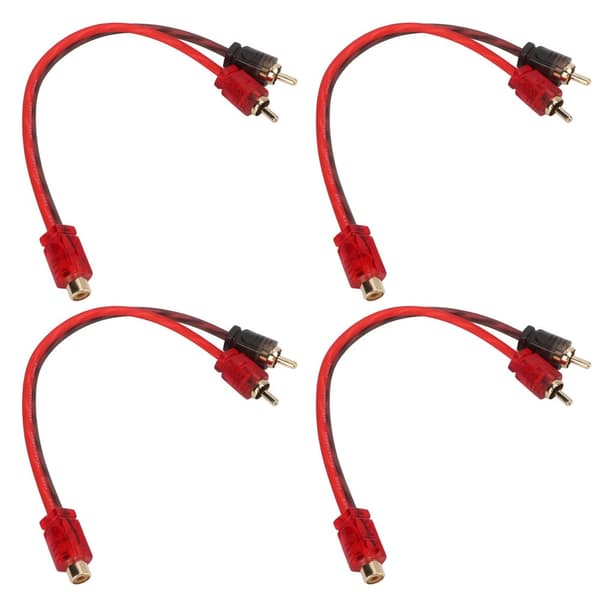4 stk bil rca 1 kvinde 2 han adapter y splitter højttaler lydkabel 20 cm lang til enhed med 3,5 mm jackstik