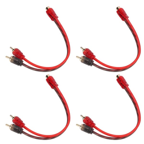 4 stk bil rca 1 kvinde 2 han adapter y splitter højttaler lydkabel 20 cm lang til enhed med 3,5 mm jackstik