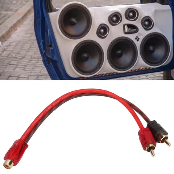 4 stk bil rca 1 kvinde 2 han adapter y splitter højttaler lydkabel 20 cm lang til enhed med 3,5 mm jackstik