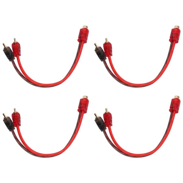 4 stk bil rca 1 kvinde 2 han adapter y splitter højttaler lydkabel 20 cm lang til enhed med 3,5 mm jackstik