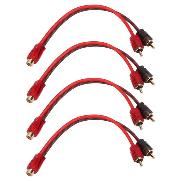 4 stk bil rca 1 kvinde 2 han adapter y splitter højttaler lydkabel 20 cm lang til enhed med 3,5 mm jackstik