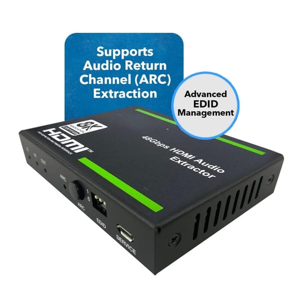NÖRDIC 8K HDMI 2.1 ARC Extractor - SPDIF + 3.5mm extrahering, HDMI CEC Dolby Digital/DTS, Atmos, Dolby Vision, HDR10+