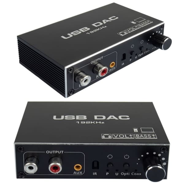 AUDIO KONVERTER USB DAC TOSLINK COAXIAL CINCH AUX FORSTÆRKER BASKONTROL