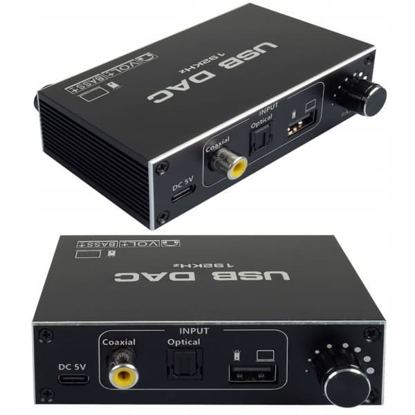 AUDIO KONVERTER USB DAC TOSLINK COAXIAL CINCH AUX FORSTÆRKER BASKONTROL