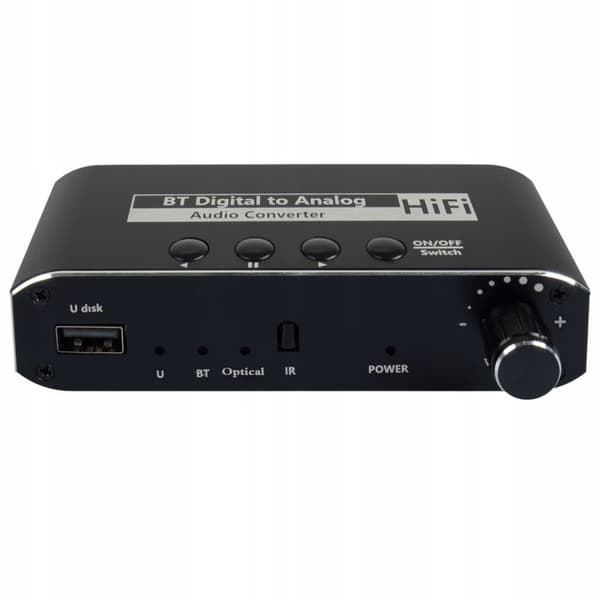 BLUETOOTH 5.0 VASTAANOTTIMEN AUDIOMUUNNIN DAC TOSLINK 2x CINCH AUX BT + USB