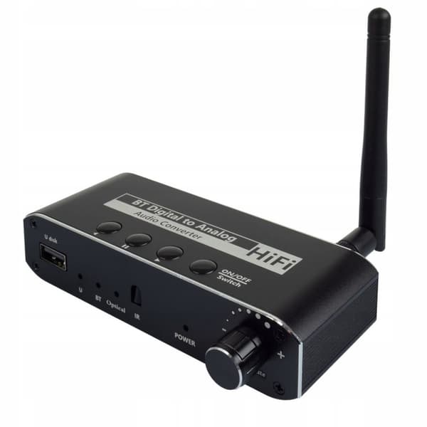 BLUETOOTH 5.0 VASTAANOTTIMEN AUDIOMUUNNIN DAC TOSLINK 2x CINCH AUX BT + USB