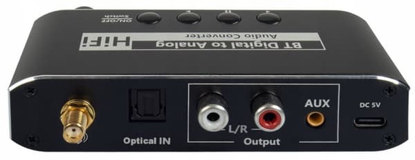 BLUETOOTH 5.0 VASTAANOTTIMEN AUDIOMUUNNIN DAC TOSLINK 2x CINCH AUX BT + USB