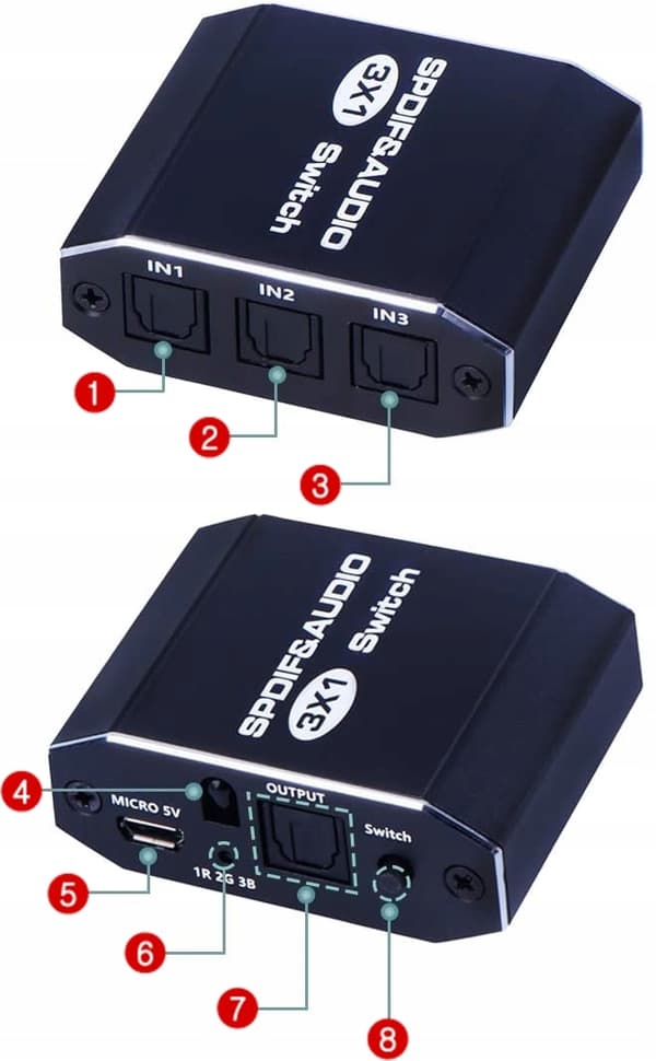 AUDIO SWITCH 3x1 SPDIF TOSLINK OPTISK SPLITTER