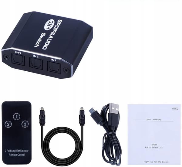 AUDIO SWITCH 3x1 SPDIF TOSLINK OPTISK SPLITTER