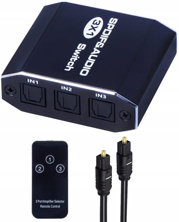 AUDIO SWITCH 3x1 SPDIF TOSLINK OPTISK SPLITTER